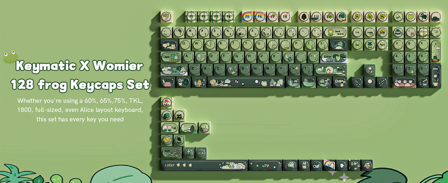 Keymatic X Womier 128 frog Keycaps Set