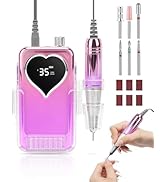 Nail Drill Electric File: 35000RPM Rechargeable Nail Drill Machine, Portable Cordless E-File Nail...