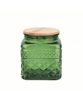 ANSQU Square Glass Jar, 20.3oz Candy Jars with Lid, Glass Food Storage Containers for Ground Coff...