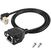 SinLoon 90 Degree Upward Angle Cat8 LAN Cable, RJ45 Male to Female Shielded Ethernet Network Conn...