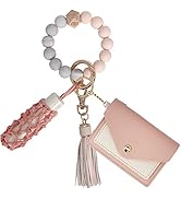 BIHRTC Silicone Key Ring Bracelets Wristlet Keychain Wallet with Net Chapstick Holder for Women