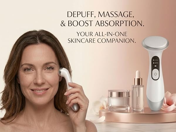 Depuffing Wand Cold and Heat Skincare Treatment to Depuff and Glow; Beauty Wand, Face Roller