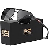 LUENX Aviator Sunglasses for Men Square Polarized Polygon Lens - UV 400 Protection