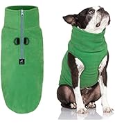 Gooby Half Zip Up Fleece Vest Dog Sweater - Green, X-Small - Warm Pullover Fleece Head-in Dog Jac...