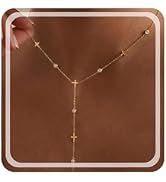 RINHOO Long Lariat Necklace for Women - 18K Gold Plated Stainless Steel Lariat Drop Jewelry Water...