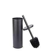 JS Jackson Supplies Sleek Toilet Brush and Holder with Metal Handle - Matte Black