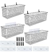 4 Set [EXTRA LARGE] Hanging Wall Mount Storage Baskets with Adhesive Hooks &amp; Steel Hooks, Multius...