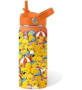 Duck Gifts for Boy Girls - 16oz Kids Water Bottle with Straw, Rubber Duck Stainless Steel Water B...