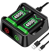 EXTREMECOOL Xbox One Controller Battery Pack, Xbox Rechargeable Battery Station with 2x4800mWh Re...