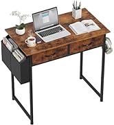OLIXIS 32Inch Small Desk with Fabric Drawers for Home Office, Gaming Computer Desk with Side Bag,...