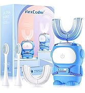 RexCodar Ultrasonic Kid's U-Shaped Electric Toothbrush, IPX7 Waterproof, Five Cleaning Modes, 60S...