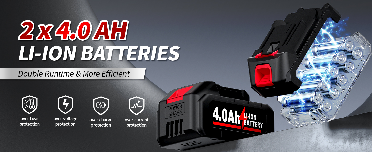 Power Angle Grinders with 2 * 4.0Ah Batteries &amp;amp; 3 Cutting Wheels