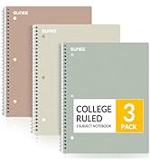 SUNEE Spiral Notebooks, 3 Pack, 1-Subject, College Ruled Paper, 8" x 10-1/2", 70 Sheets per Noteb...