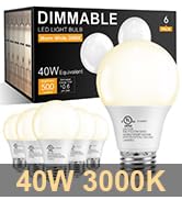 TJOY A19 Dimmable LED Light Bulbs, E26 Led Bulbs 60 Watt Equivalent, Warm Soft White 3000K, 800 L...