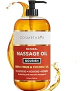 Natural Nourishing Citrus &amp; Coconut Massage Oil- Smooth Glide, Non Greasy Therapeutic Massage Oil...