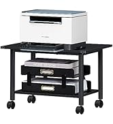 Lerliuo Under Desk Printer Stand, 2-Tier Industrial Mobile Printer Table with Storage Shelf and S...