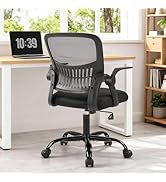 Sweetcrispy Home Office Managerial Executive Chair, Flip Up Armrest Ergonomic Mesh Adjustable Swi...