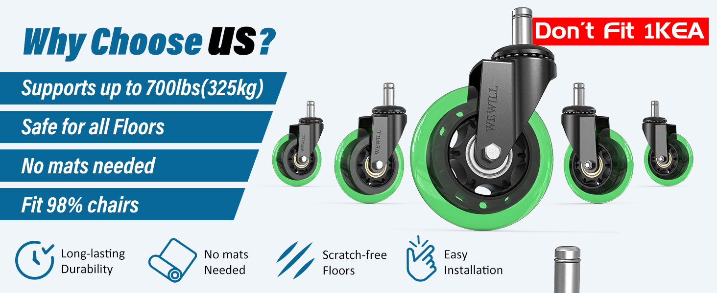 office chair casters wheels-set of 5