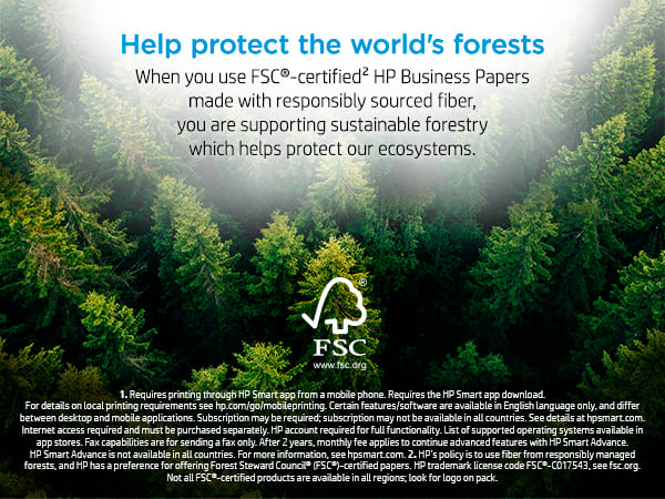 fsc certified hp business papers sustainable printing protect ecosystem