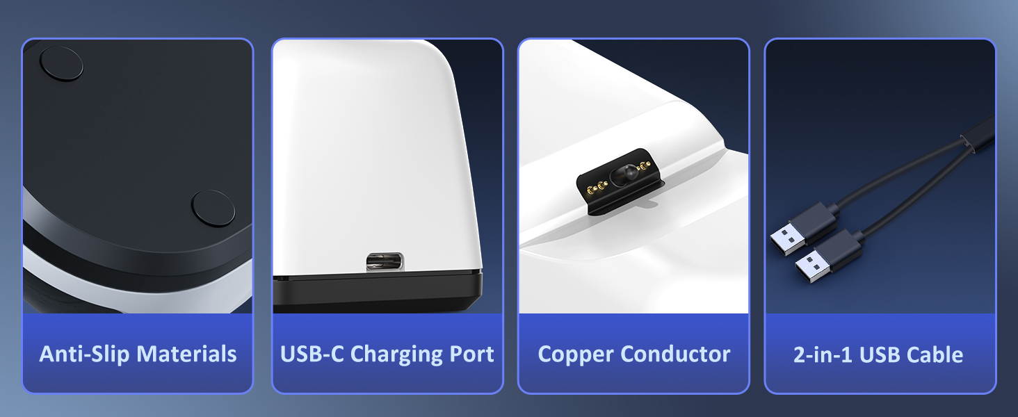 Close-up details of the ps5 charging dock are highlighted