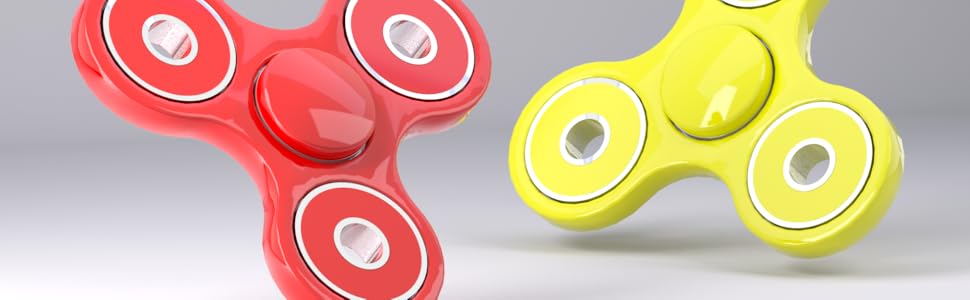 two fidget spinners at an angle