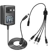 Tonton DC 12V 2A Security Camera Power Adapter with 1 to 4 Power Splitter, DC 12V to AC 100-240V ...