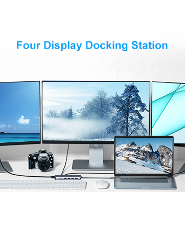 four display docking station with a laptop and a laptop