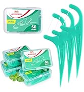 LAOYE Floss Picks, 300 Count Mint Dental Floss Picks, Toothpicks with 5 Travel Cases for Extra Co...