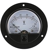 Baomain DC 50V Round Voltmeter Voltage Meter 65C5 Gauge Analog Panel Class 2.5 CE