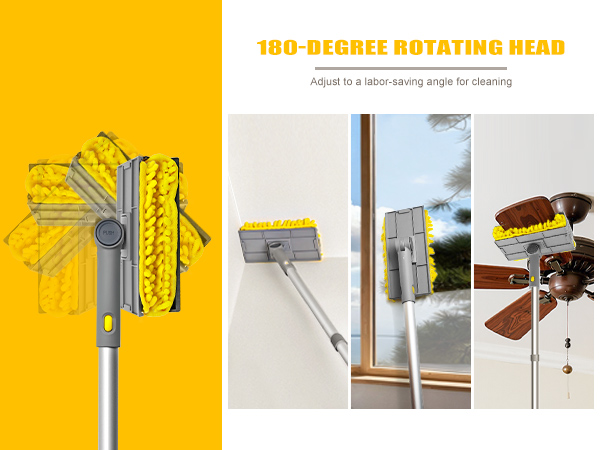 180 degree rotating head, adjust to a labor-saving angle for cleaning