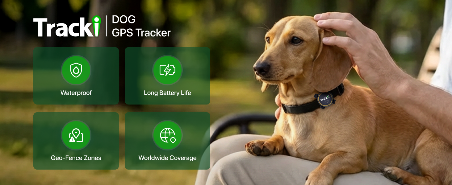 Tracki Pet Dog waterproof long battery life geo fence world wide coverage