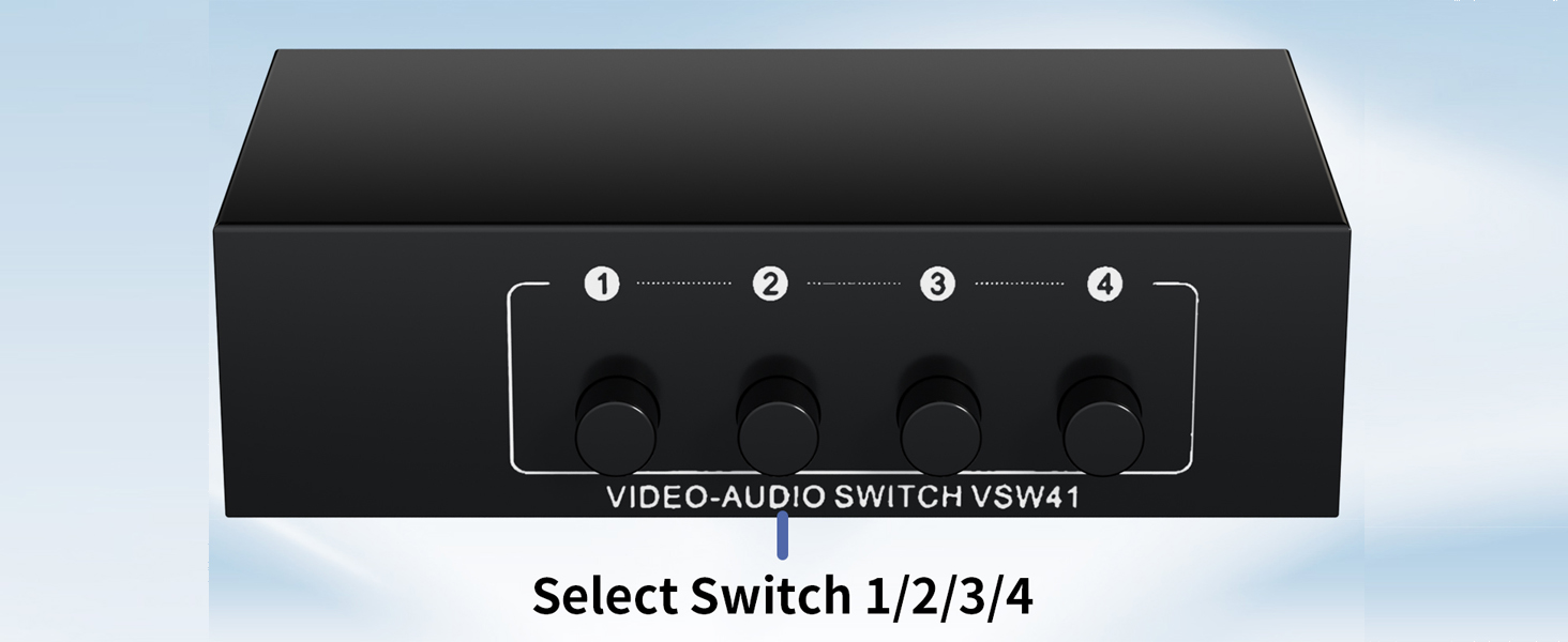4 in 1 Out R/L RCA Stereo Audio Video Switch Manual Switching audio visual rca composite switcher