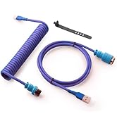 GUNMJO Pro Custom Coiled USB C Cable for Gaming Keyboard, Double-Sleeved Mechanical Keyboard Cabl...