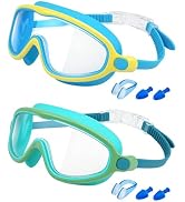 Rantizon Swim Goggles 2 Pack, Wide View Anti Fog&amp;UV Swimming Goggles for Audlt, No Leak Pool Beac...