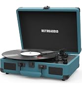 Vinyl Record Player 3 Speed Bluetooth Portable Suitcase Belt-Driven Record Player with 2 Built-in...