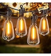 Brightown Outdoor String Lights Patio Lights, 100FT ST38 Shatterproof Dimmable Waterproof Connect...