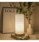 DKCONONY 3D Printed Mini Lamp, Small Bedside Lamp with 3-Color Dimmable LED, Small Nightstand Lam...