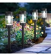 Eyrosa Solar Lights Outdoor, 12 Pack Waterproof Solar Landscape Lighting for Pathway Garden Yard ...