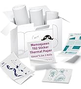 Memoqueen T02 Transparent Sticker Thermal Paper, Inkless Printer Paper, Red/Blue/Green Text on Cl...