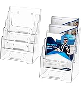 KTRIO 4 Tier Acrylic Brochure Holder 6x9 inches 2 Pack, Clear Trifold Brochure Display Stand Plas...