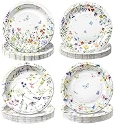 100 PCS Wildflower Party Plates, 9-Inch Floral Disposable Mother's Day Paper Plates for Mothers D...