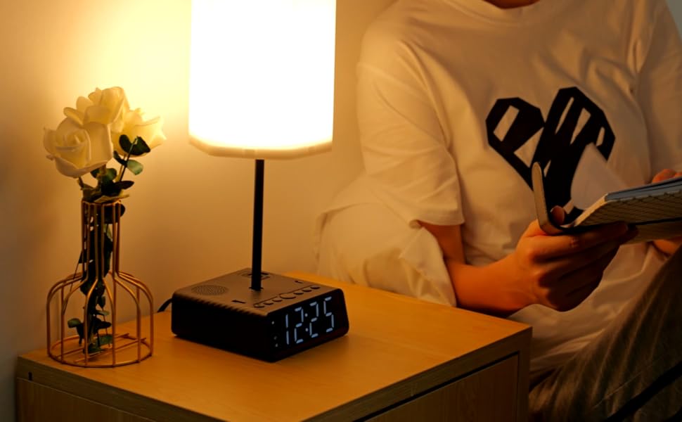 Bedside Lamp with Dimmable Alarm Clock