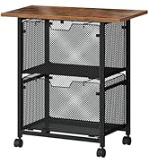 HOOBRO Rolling File Cart, 2 Drawer File Cabinet with 24'' Extended Desktop, Under Desk Mobile Sma...