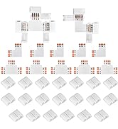 SUPERNIGHT 4Pin LED Light Connectors, 10mm Wide Right Angle Corner T-Shape Solderless Adapter Ter...
