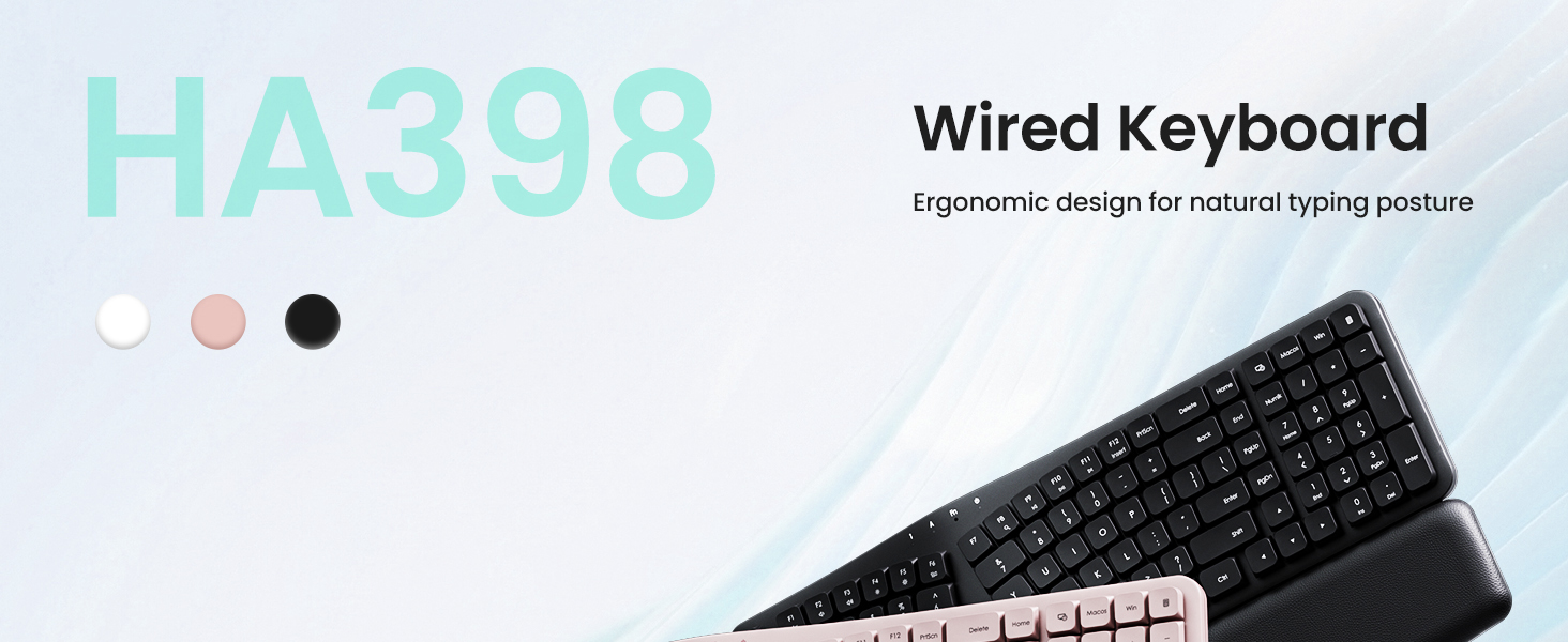 Ergonomic Keyboard Wired Split Design Palm Rest Volcano Keycaps Natural Typing Type C USB Plug