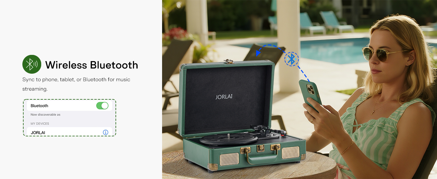 Record Player Portable with Bluetooth Connection USB Playback