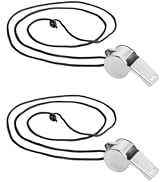 SelHeng 2Pcs Silver Whistle with Lanyard Outdoor Tools Referee Metal Whistle Training School Foot...