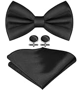 URAQT Men's Bow Tie, Classic Solid Color Pre-Tied Bow Tie for Men Satin Tux Bowtie Set Adjustable...