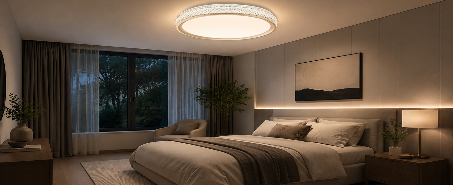 15in LED Flush Mount Ceiling Light Fixture 38W Dimmable LED 5CCT Modern for Kitchen Bedroom Bathroom