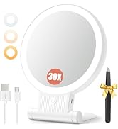 Auxmir 1X/30X Magnifying Mirror with Light, Double Sided Makeup Mirror with Adjustable 3 Color Li...
